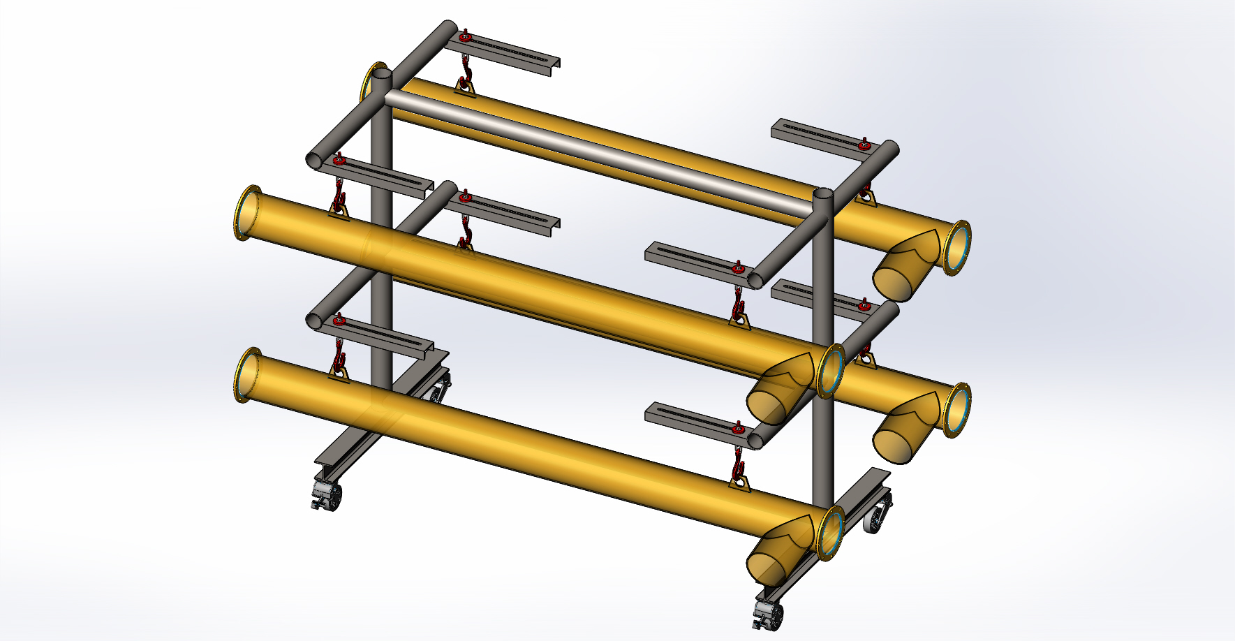 管螺杆输送机，组装完成并准备喷漆